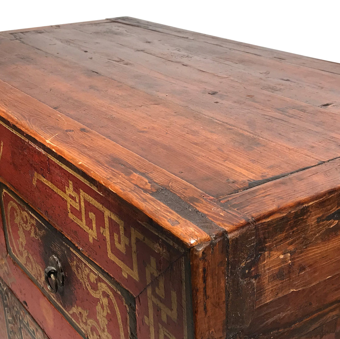 Mongolian Side Cabinet With Original Painting - 18thC - 88 x 46 x 92 (wxdxh cms) - C1426