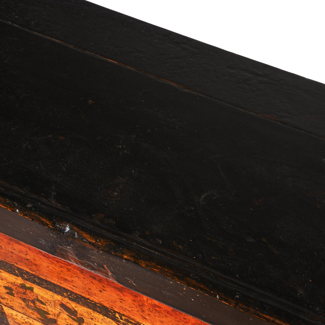 Top Detail of Mongolian Sideboard With Original Painting - 19thC | Indigo Antiques
