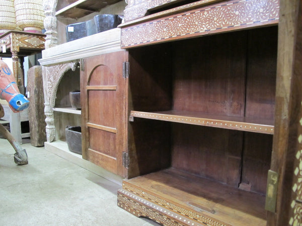 Old Teakwood Cabinet With Later Bone Inlay