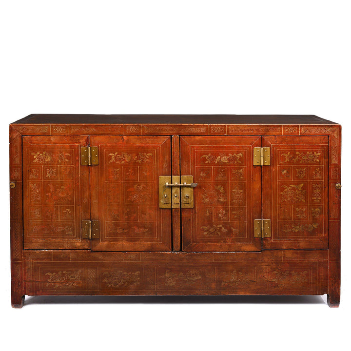 Orange Lacquer Sideboard From Dongbei - Ca 1920