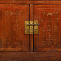Orange Lacquer Sideboard From Dongbei - Ca 1920