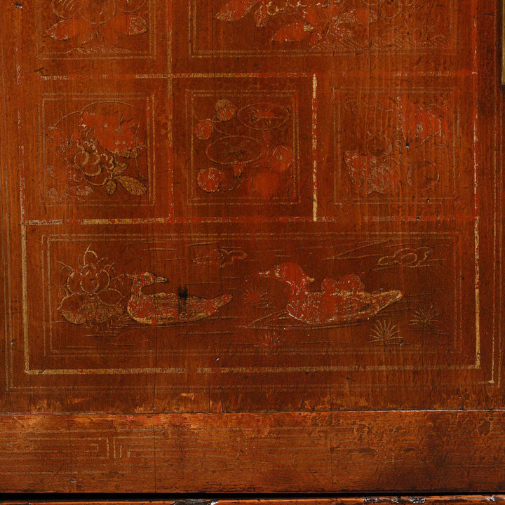 Orange Lacquer Sideboard From Dongbei - Ca 1920