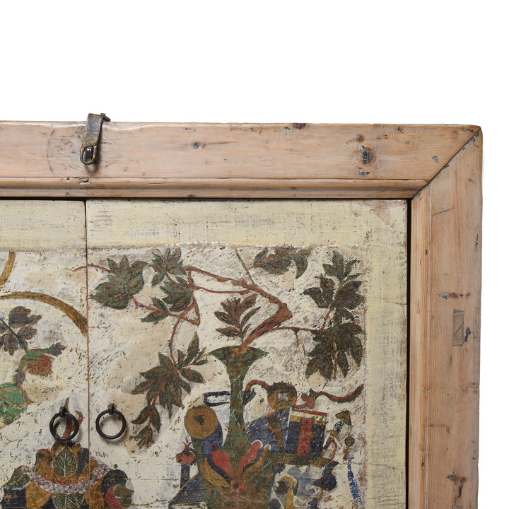 Antique Pale Painted 4 Door Mongolian Sideboard - 19thC | Indigo Antiques