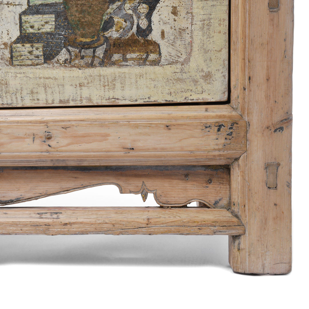 Antique Pale Painted 4 Door Mongolian Sideboard - 19thC | Indigo Antiques