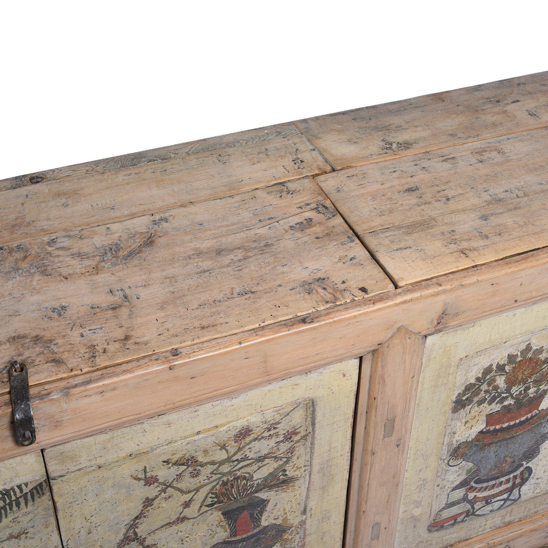 Antique Pale Painted 4 Door Mongolian Sideboard - 19thC | Indigo Antiques
