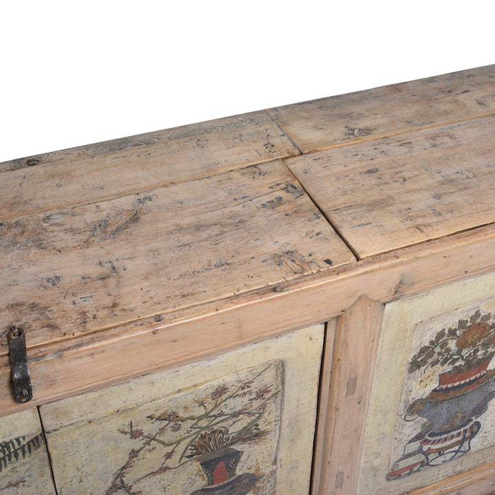 Antique Pale Painted 4 Door Mongolian Sideboard - 19thC | Indigo Antiques