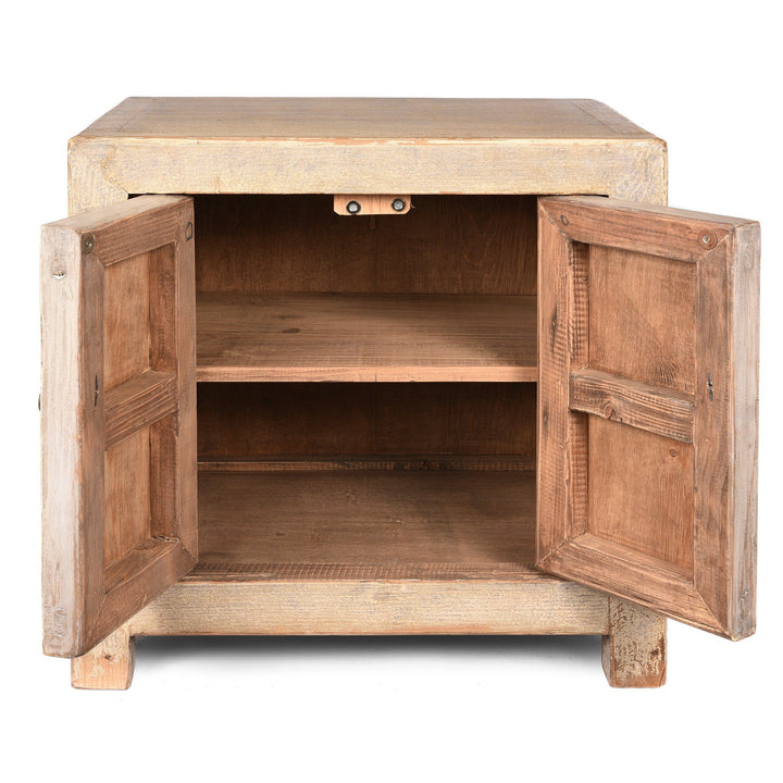 Interior View Of Painted Chinese Side Cabinet Made From Reclaimed Pine | Indigo Antiques