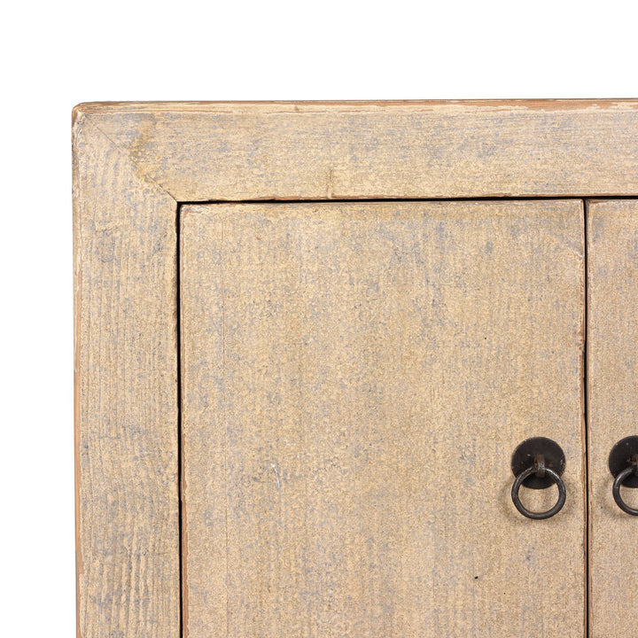 Corner View Of Painted Chinese Side Cabinet Made From Reclaimed Pine | Indigo Antiques