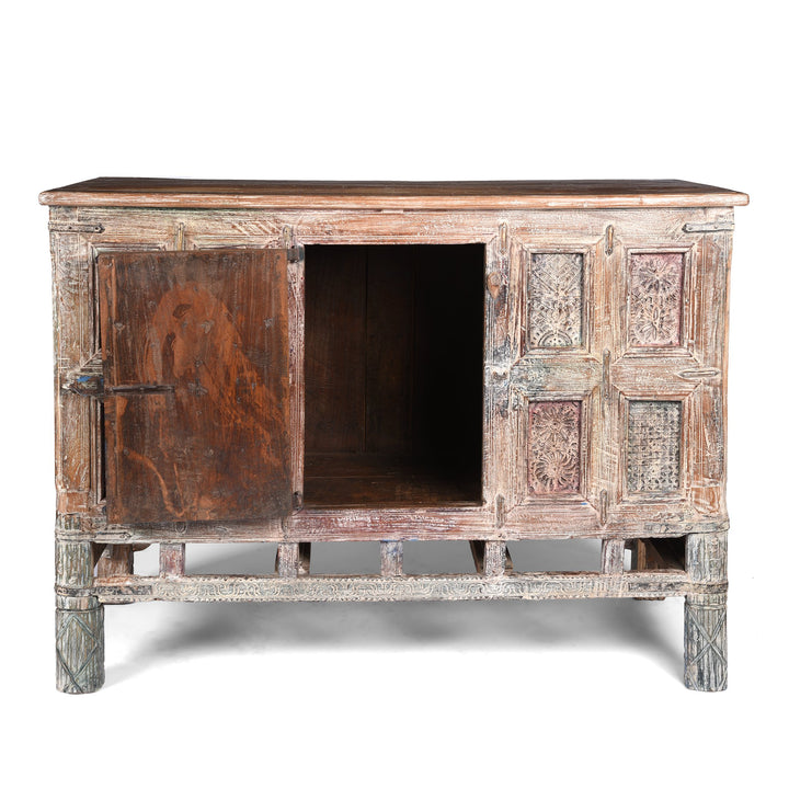 Carved Painted Teak Dowry Chest - Damchiya From Kutch | Indigo Antiques
