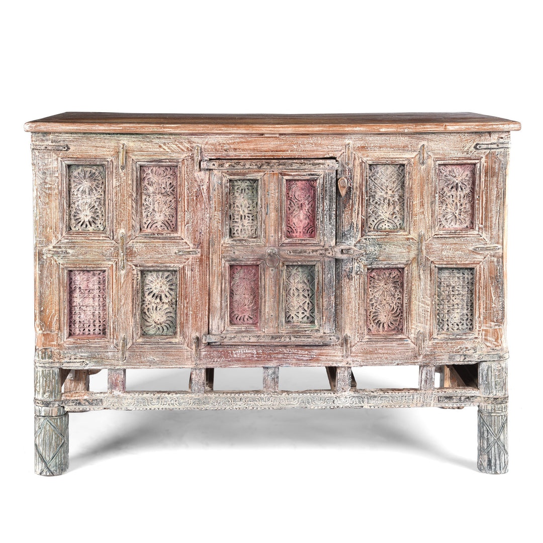 Carved Painted Teak Dowry Chest - Damchiya From Kutch | Indigo Antiques