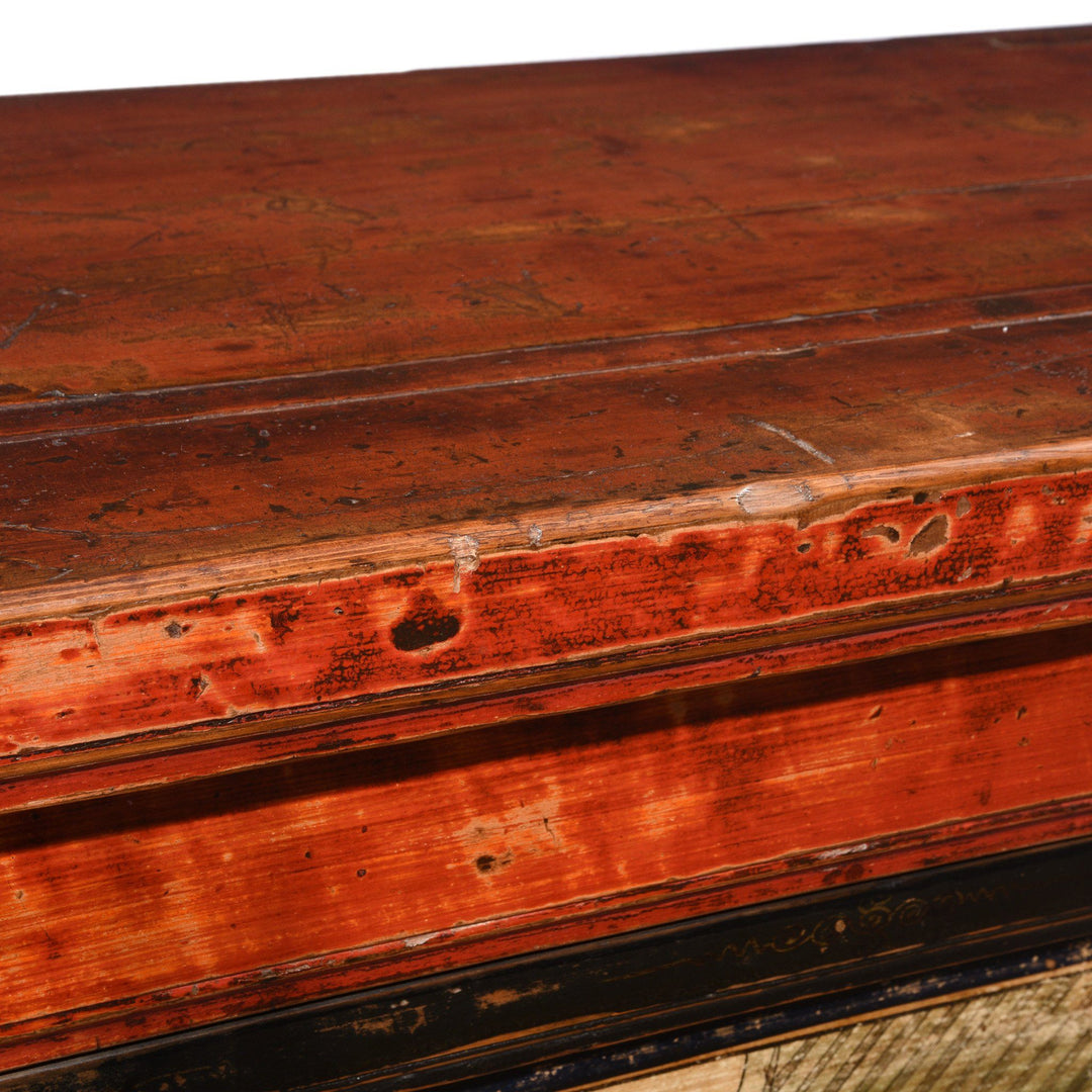 Antique Chinese Red Painted Sideboard From Qinghai Province - 19thC | Indigo Antiques