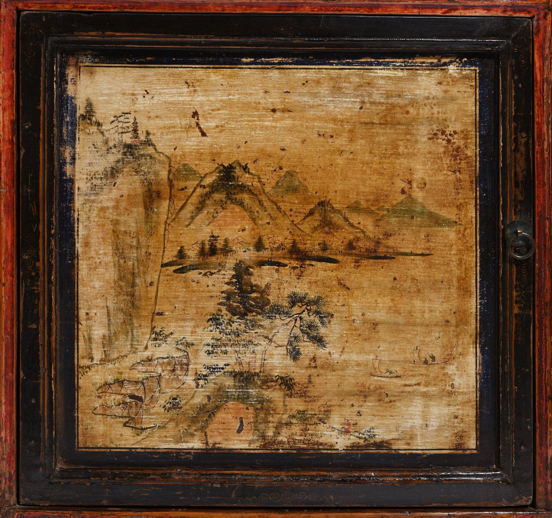 Antique Chinese Red Painted Sideboard From Qinghai Province - 19thC | Indigo Antiques