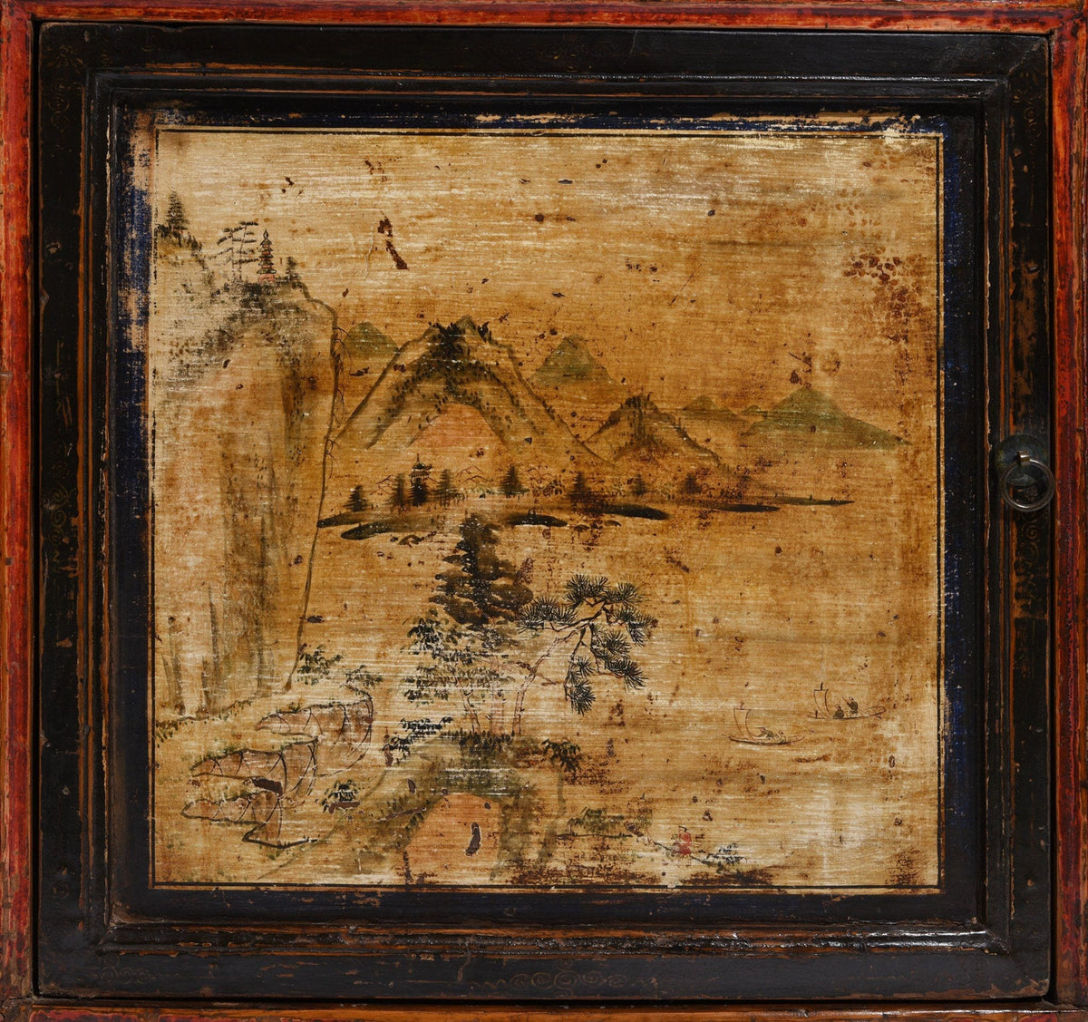 Antique Chinese Red Painted Sideboard From Qinghai Province - 19thC | Indigo Antiques