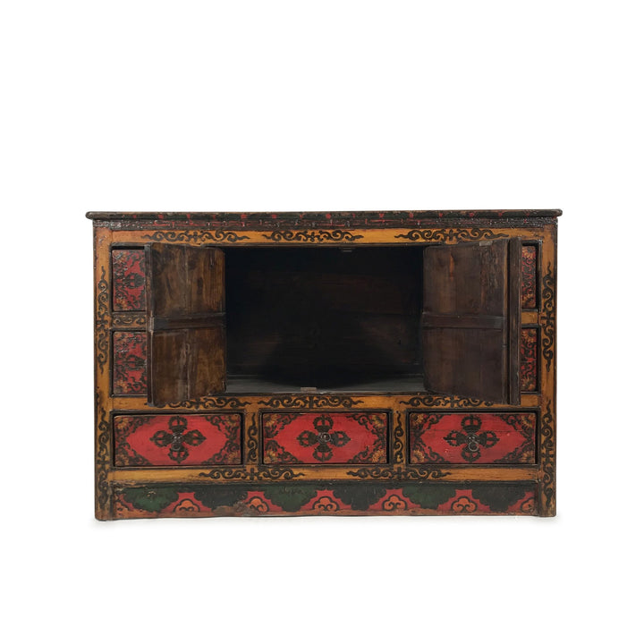 Reproduction Painted Altar Cabinet From Tibet - 126 x 46 x 83 (wxdxh cms) - C1526