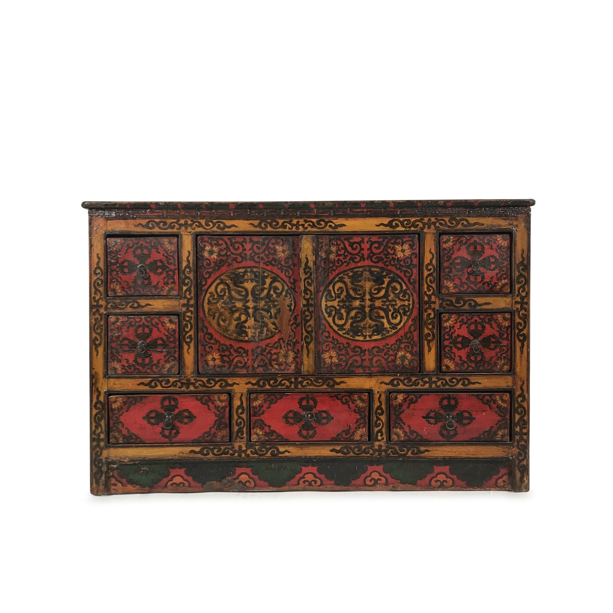 Reproduction Painted Altar Cabinet From Tibet - 126 x 46 x 83 (wxdxh cms) - C1526