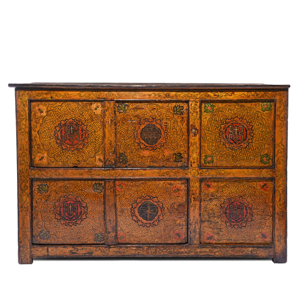 Painted Tibetan Cabinet From Lhasa - 19thC Painted Tibetan Cabinet From Lhasa - 19thC