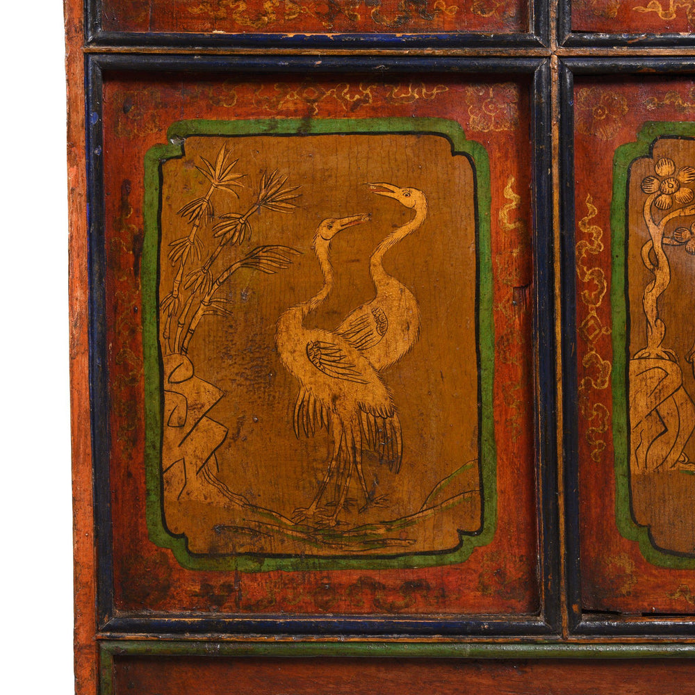 Painting Detail Of Painted Tibetan Cabinet From Shigatse - 19thC | Indigo Antiques