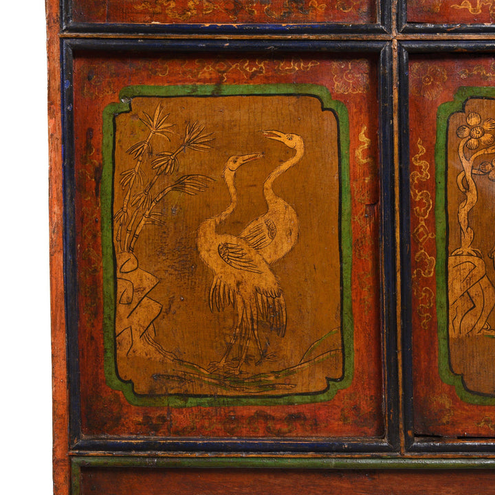 Painting Detail Of Painted Tibetan Cabinet From Shigatse - 19thC | Indigo Antiques