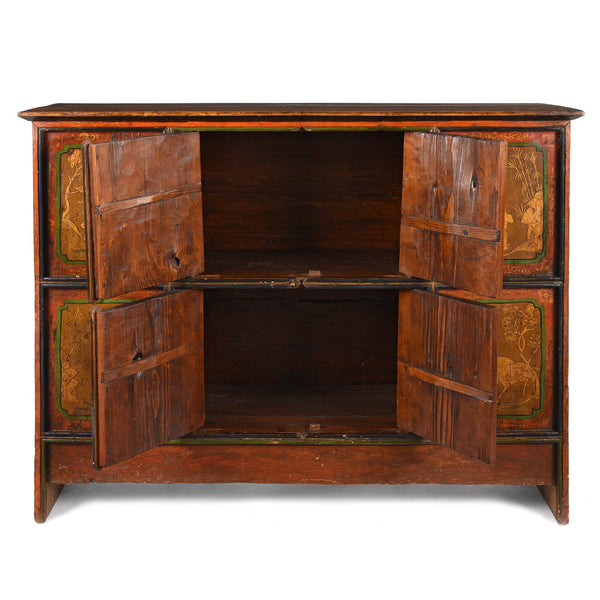 Painted Tibetan Cabinet From Shigatse - 19thC