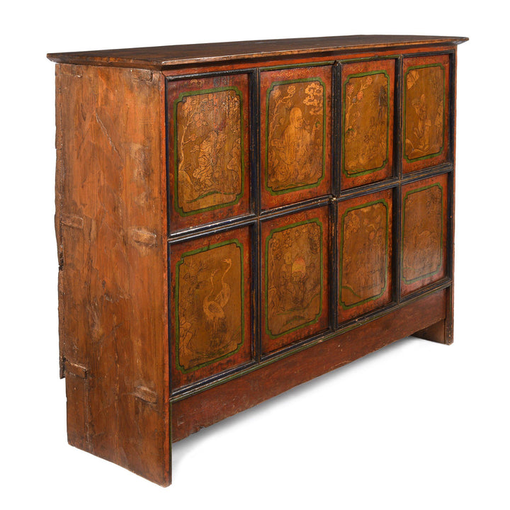 Side Detail Of Painted Tibetan Cabinet From Shigatse - 19thC | Indigo Antiques