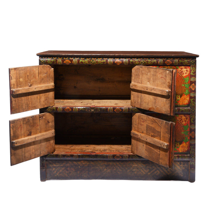 Open Detail from a Pair Of Painted Polychrome Tibetan Altar Cabinets - Late 19thC | Indigo Antiques