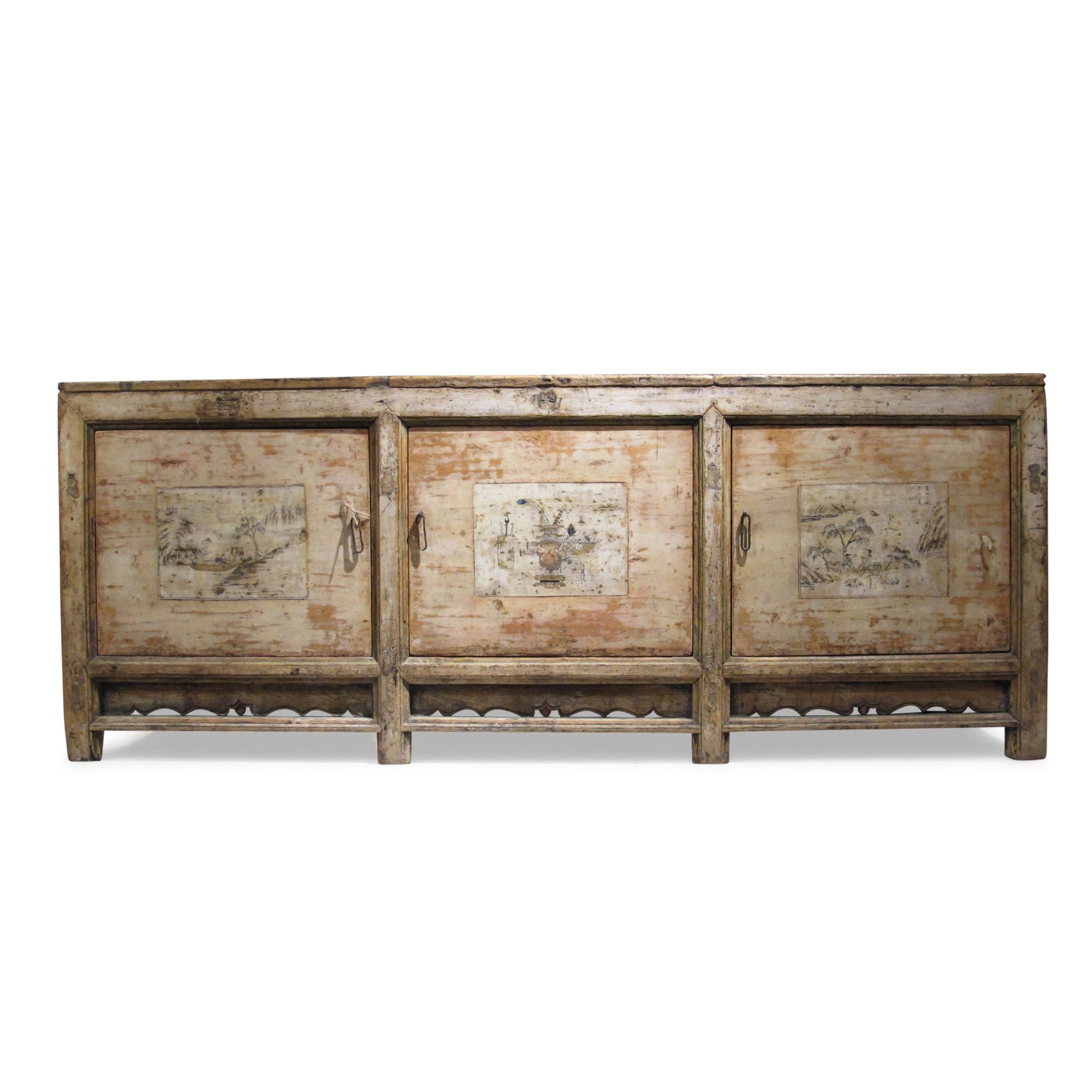 Mongolian Sideboard With Original Painting - 19thC - 221 x 45 x 87 (wxdxh cms) - C1438