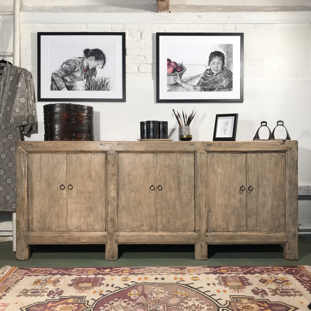 6 Door Mongolian Bleached Sideboard - 19th Century