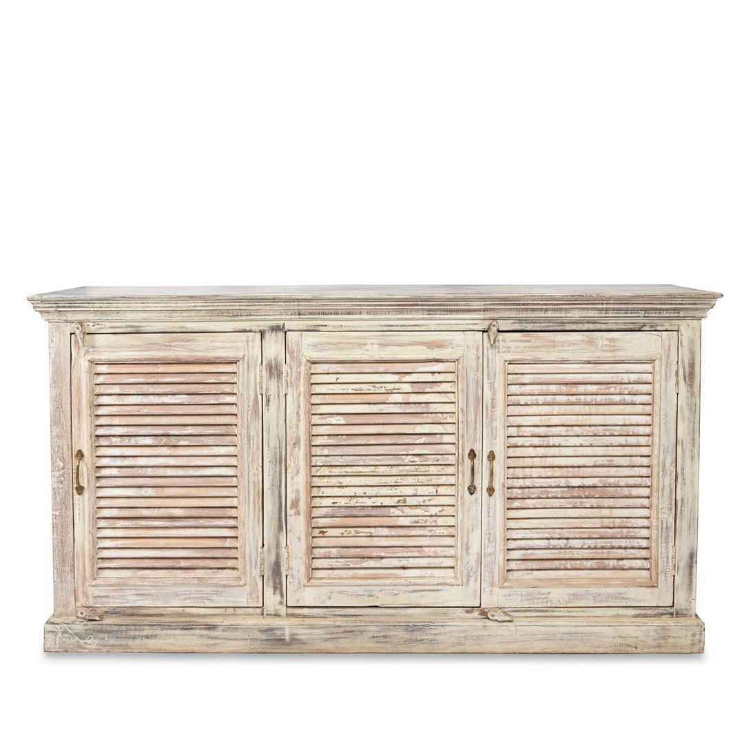 Reclaimed Teak 3 Door Louvre Cabinet With Paint Finish | Indigo Antiques