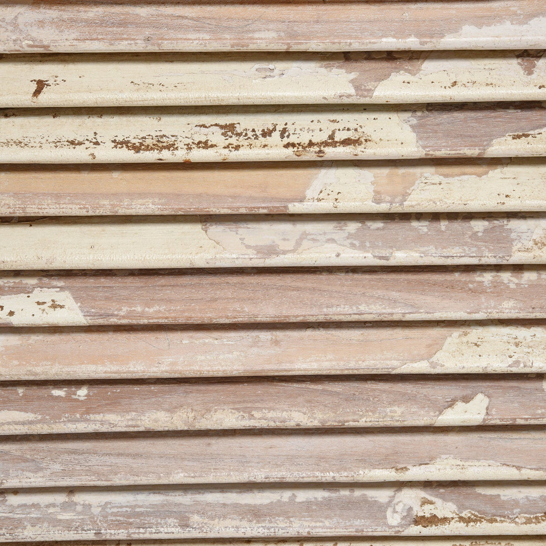Paintwork Detail Of Reclaimed Teak 3 Door Louvre Cabinet With Paint Finish | Indigo Antiques