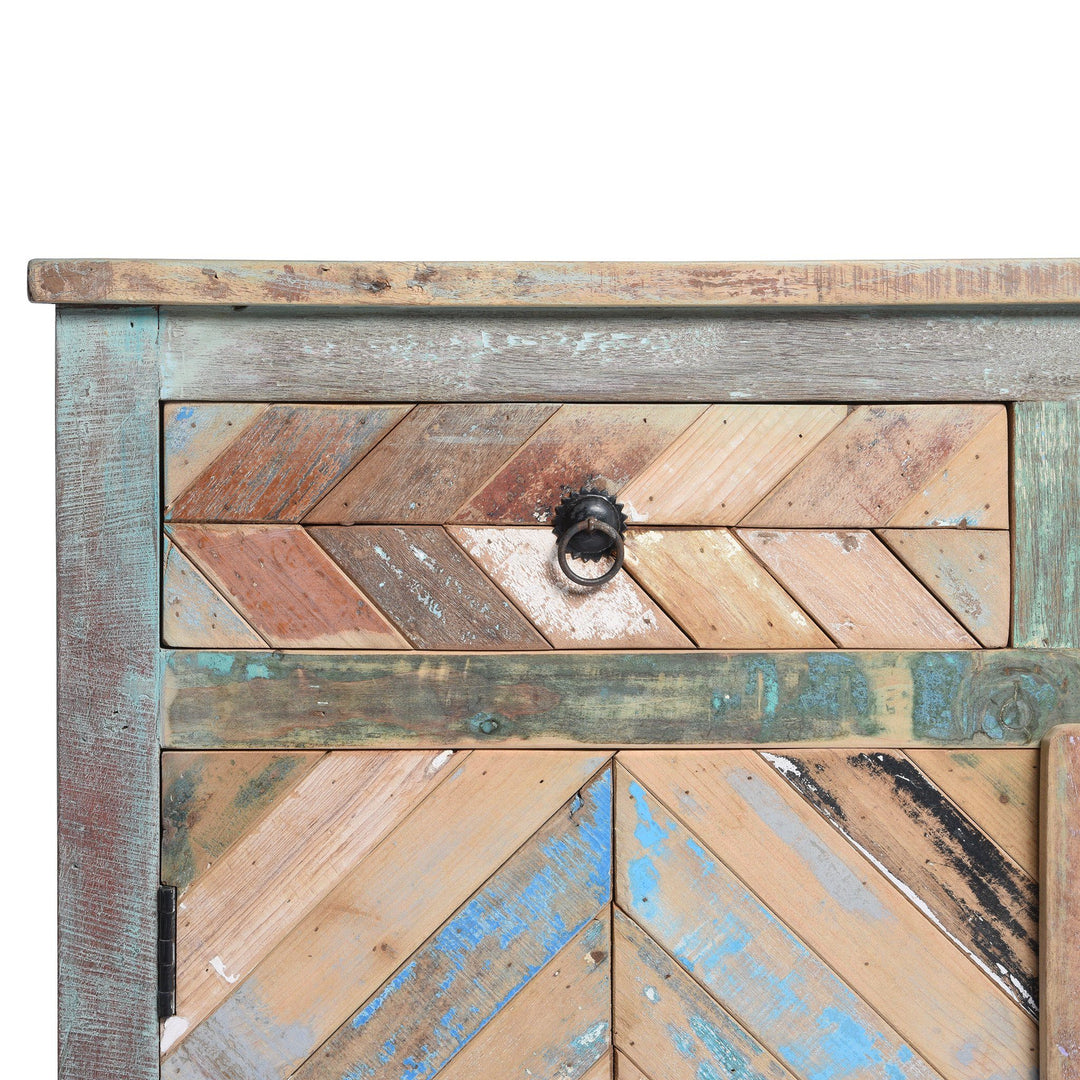 Reclaimed Teakwood Sideboard With Old Paint | Indigo Antiques