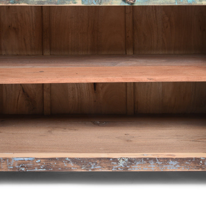 Reclaimed Teakwood Sideboard With Old Paint | Indigo Antiques
