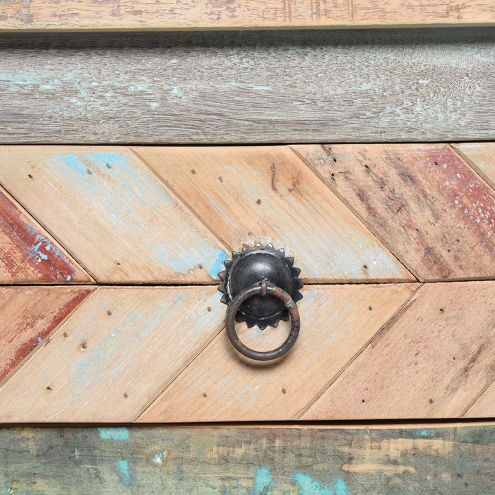 Reclaimed Teakwood Sideboard With Old Paint | Indigo Antiques