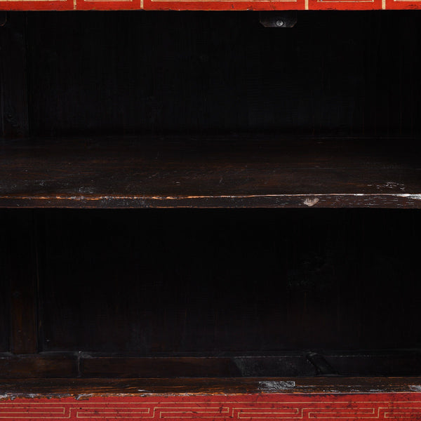 Red Lacquer Chinese Sideboard From Dongbei - Ca 1920