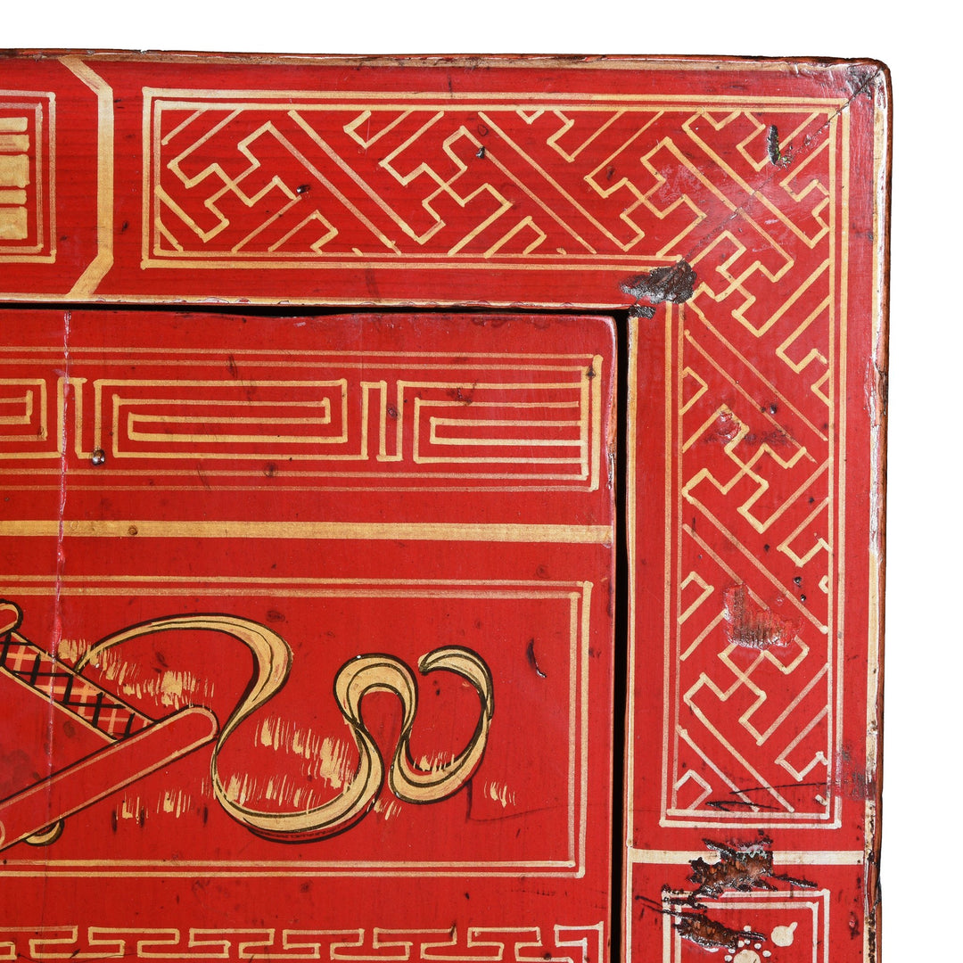 Red Lacquer Chinese Sideboard From Dongbei - Ca 1920 | Indigo Antiques