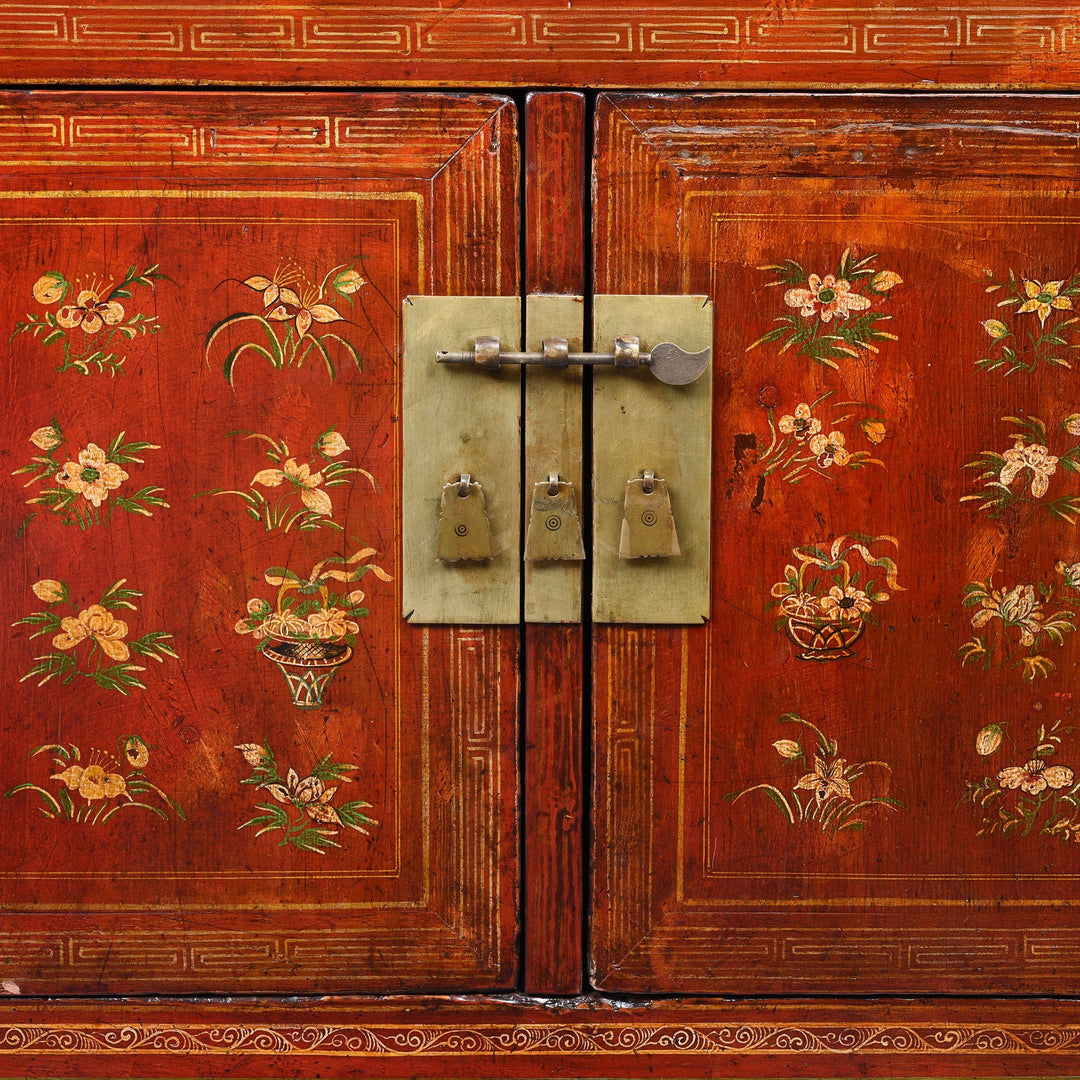 Red Lacquer Chinese Sideboard From Dongbei - Ca 1920 | Indigo Antiques