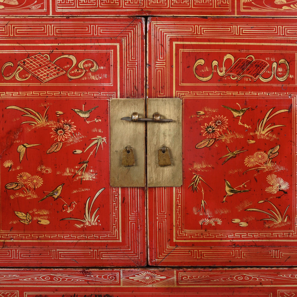 Red Lacquer Chinese Sideboard From Dongbei - Ca 1920 | Indigo Antiques