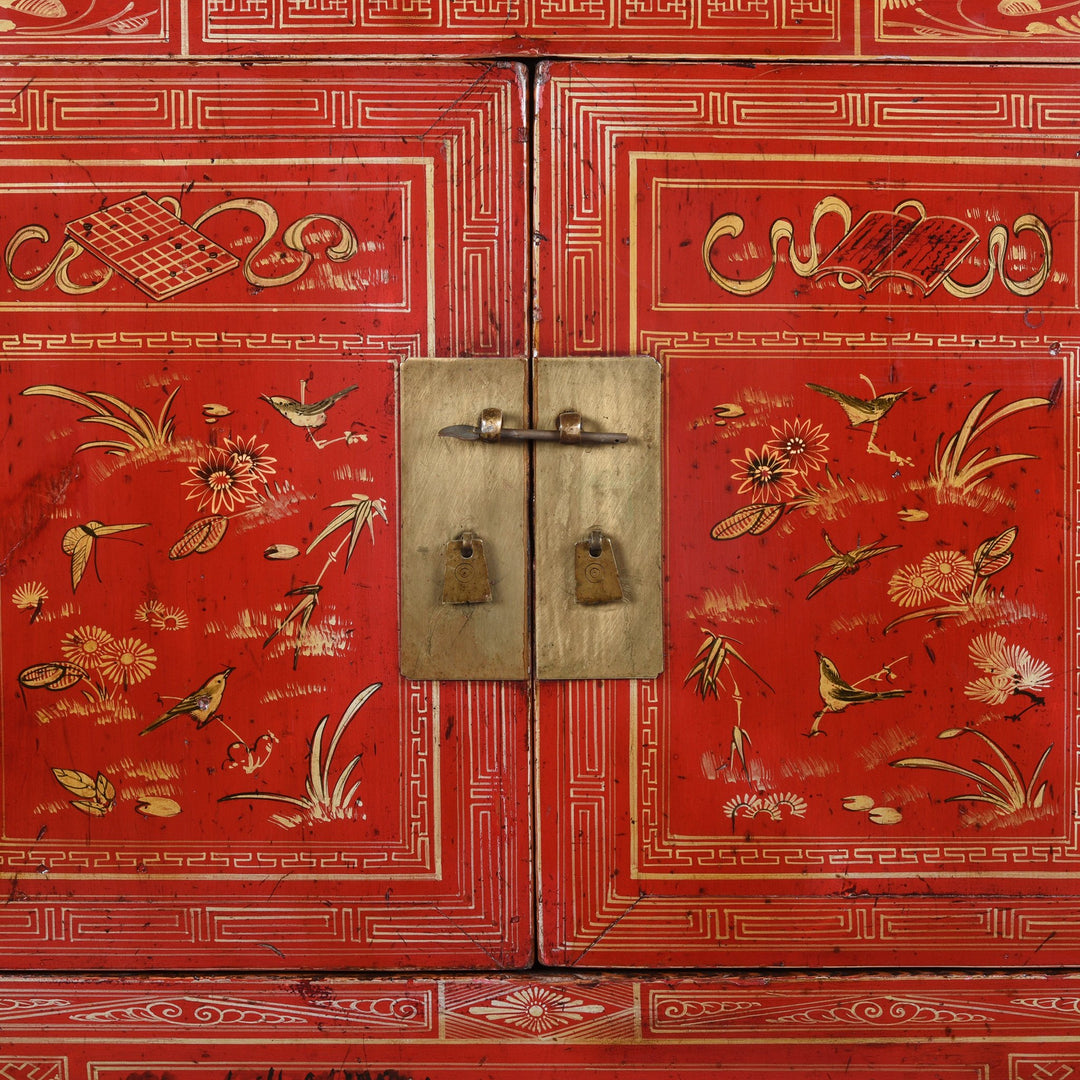 Red Lacquer Chinese Sideboard From Dongbei - Ca 1920 | Indigo Antiques