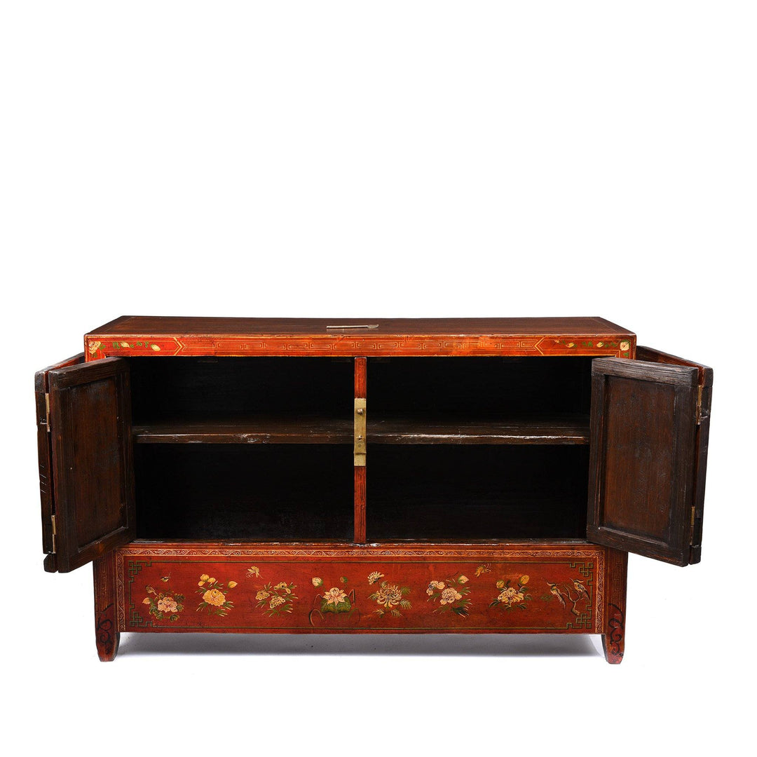 Red Lacquer Chinese Sideboard From Dongbei - Ca 1920 | Indigo Antiques