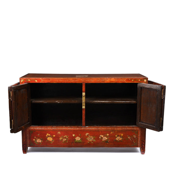 Red Lacquer Chinese Sideboard From Dongbei - Ca 1920 | Indigo Antiques