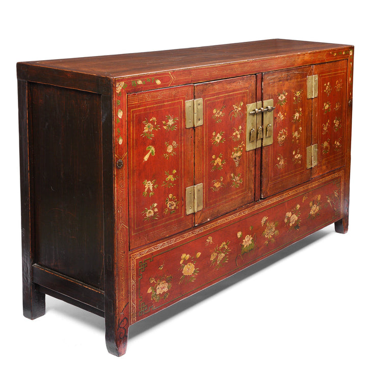 Red Lacquer Chinese Sideboard From Dongbei - Ca 1920 | Indigo Antiques
