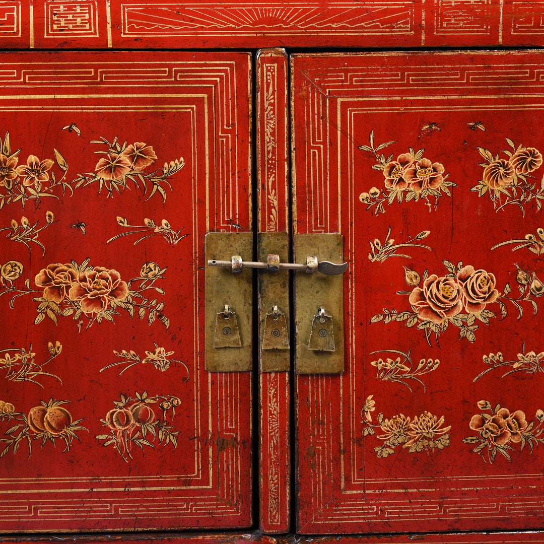 Red Lacquer Chinese Sideboard From Dongbei - Ca 1920 | Indigo Antiques