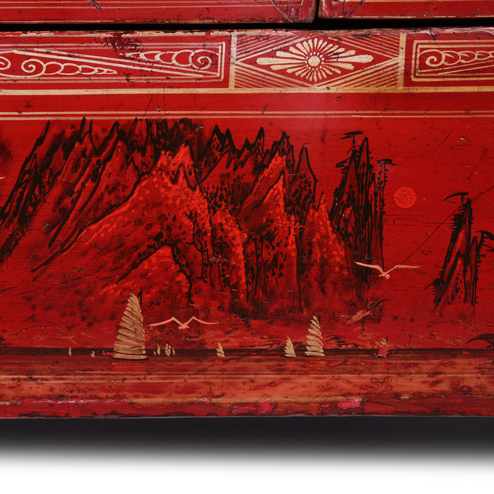 Red Lacquer Chinese Sideboard From Dongbei - Ca 1920 | Indigo Antiques