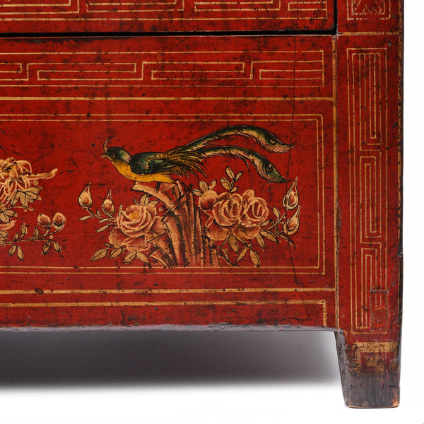 Red Lacquer Chinese Sideboard From Dongbei - Ca 1920