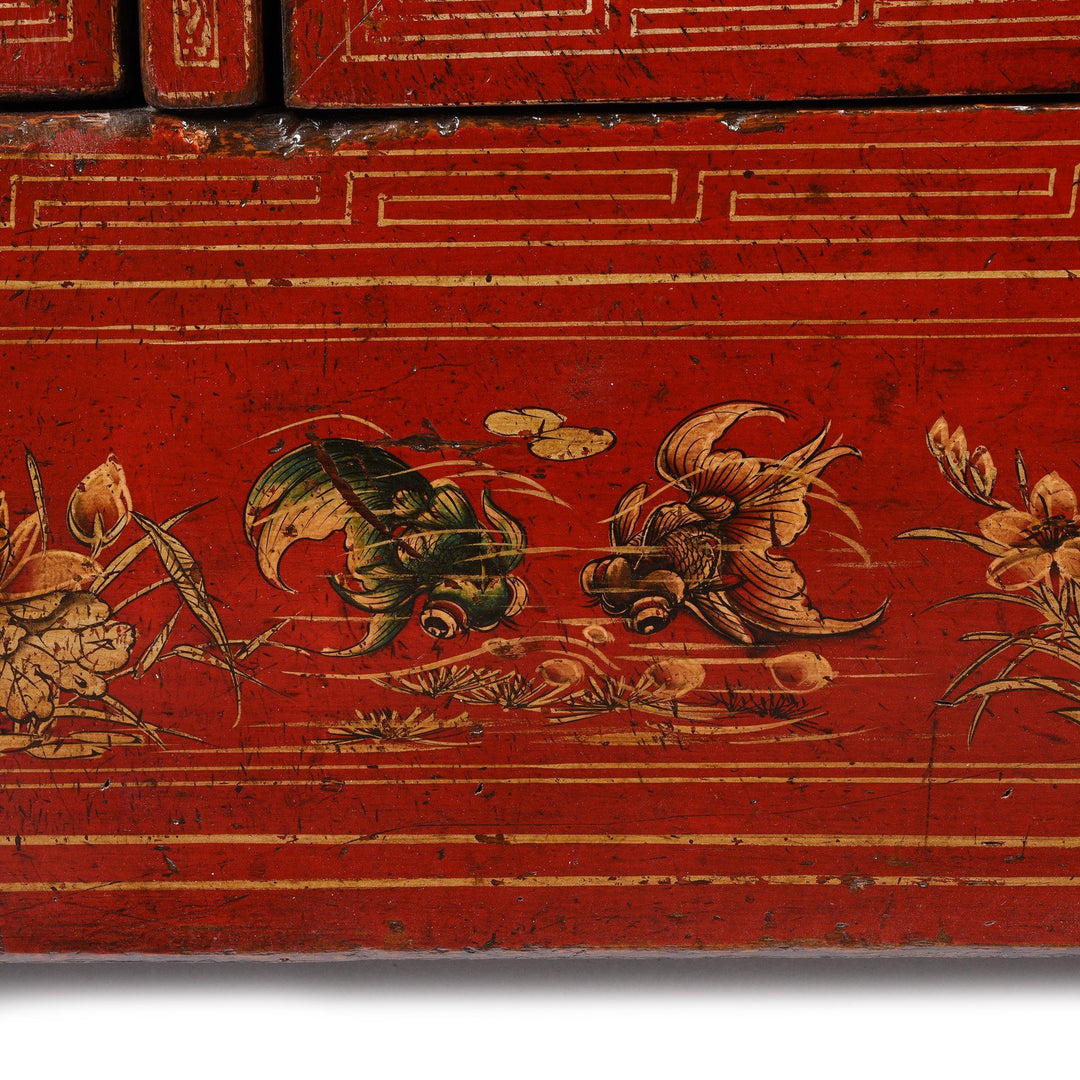 Red Lacquer Chinese Sideboard From Dongbei - Ca 1920 | Indigo Antiques