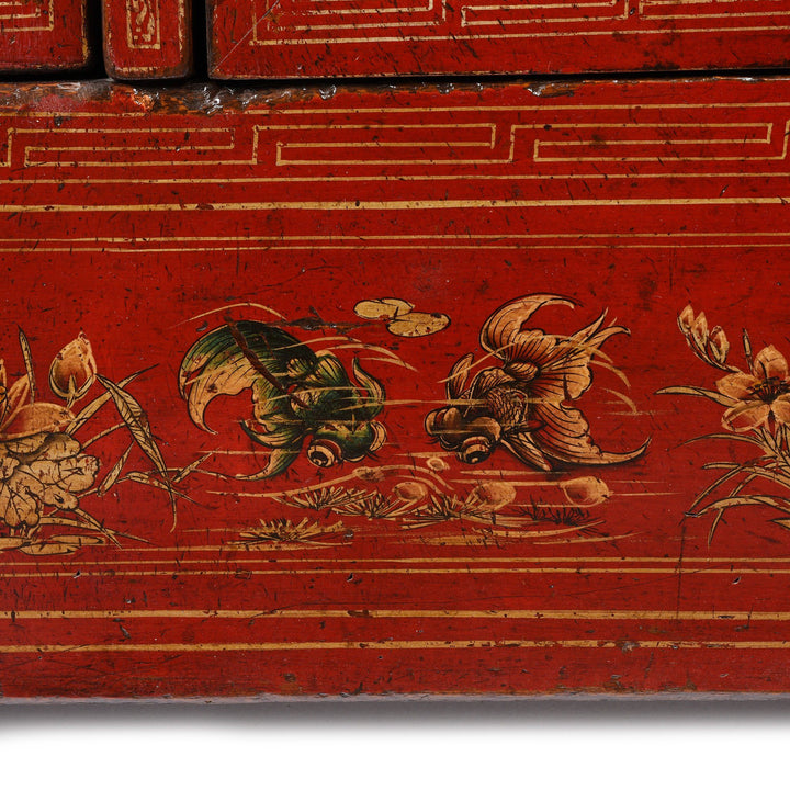 Red Lacquer Chinese Sideboard From Dongbei - Ca 1920 | Indigo Antiques