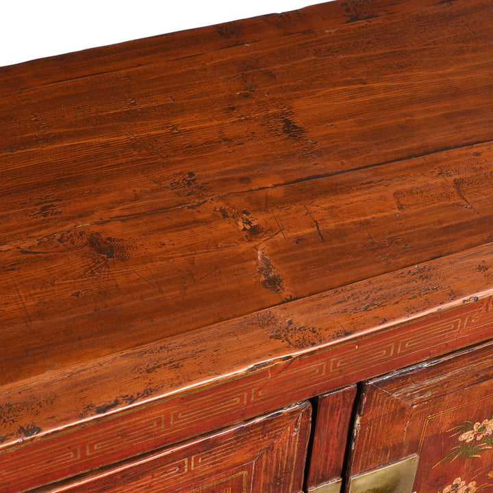 Red Lacquer Chinese Sideboard From Dongbei - Ca 1920 | Indigo Antiques
