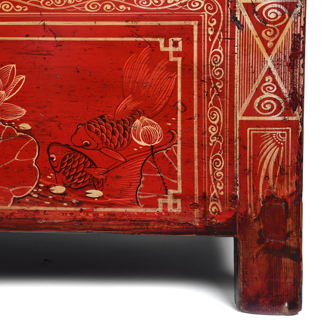 Red Lacquer Chinese Sideboard From Dongbei - Ca 1920 | Indigo Antiques