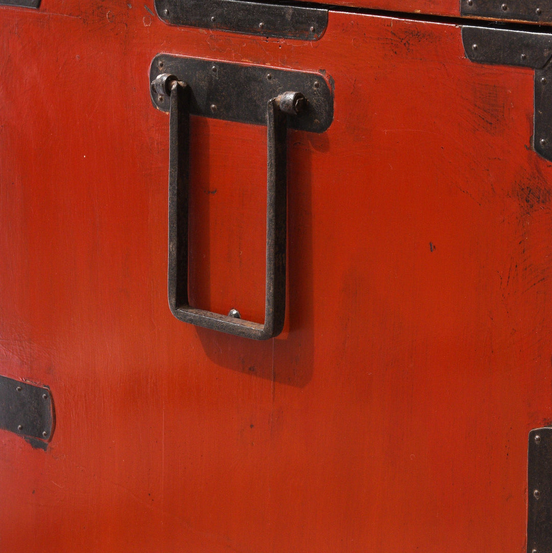 Red Painted Japanese Isho Dansu Chest of Drawers - Taishō Period