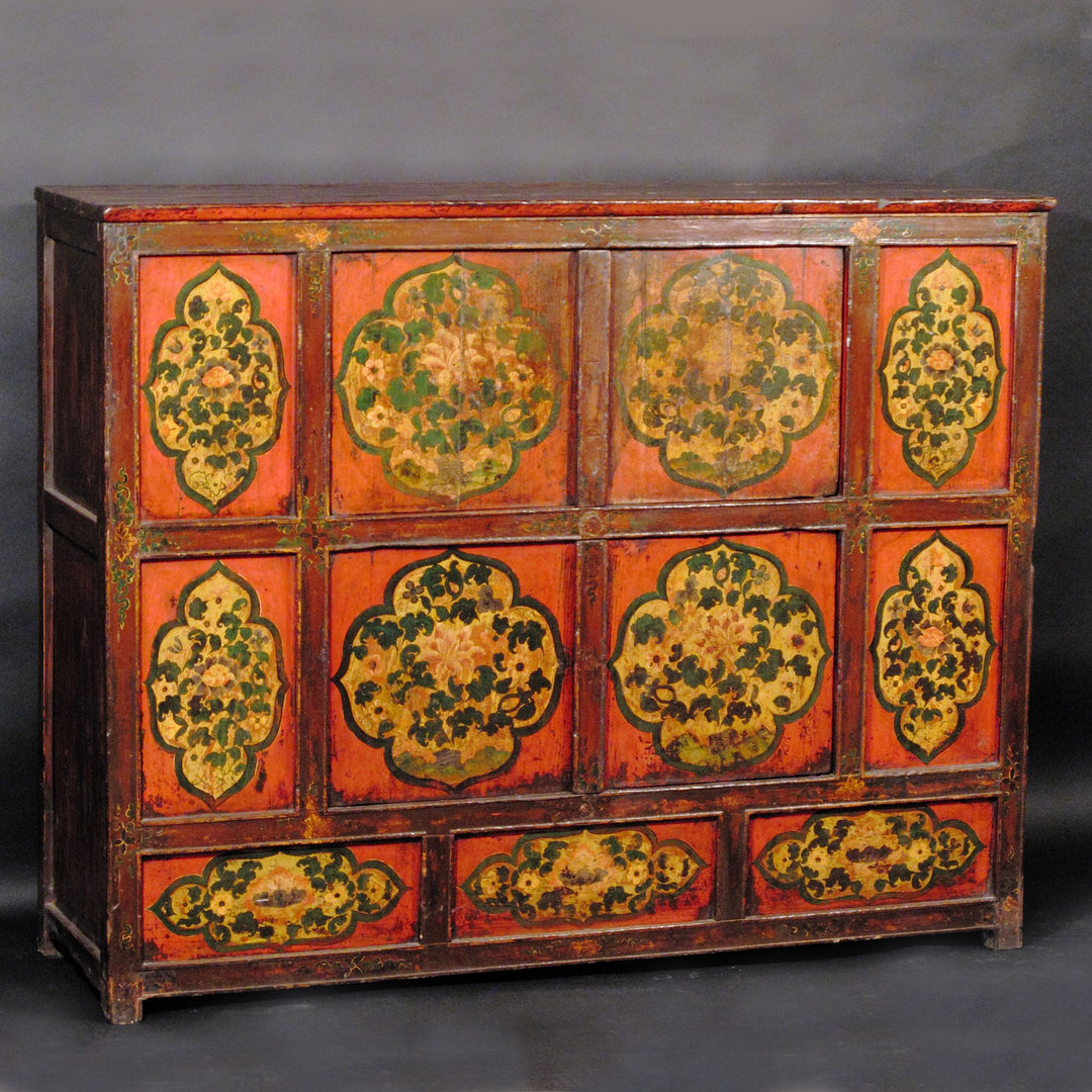Tibetan Altar Cabinet with Original Painting - 19thC | Indigo Oriental Antiques