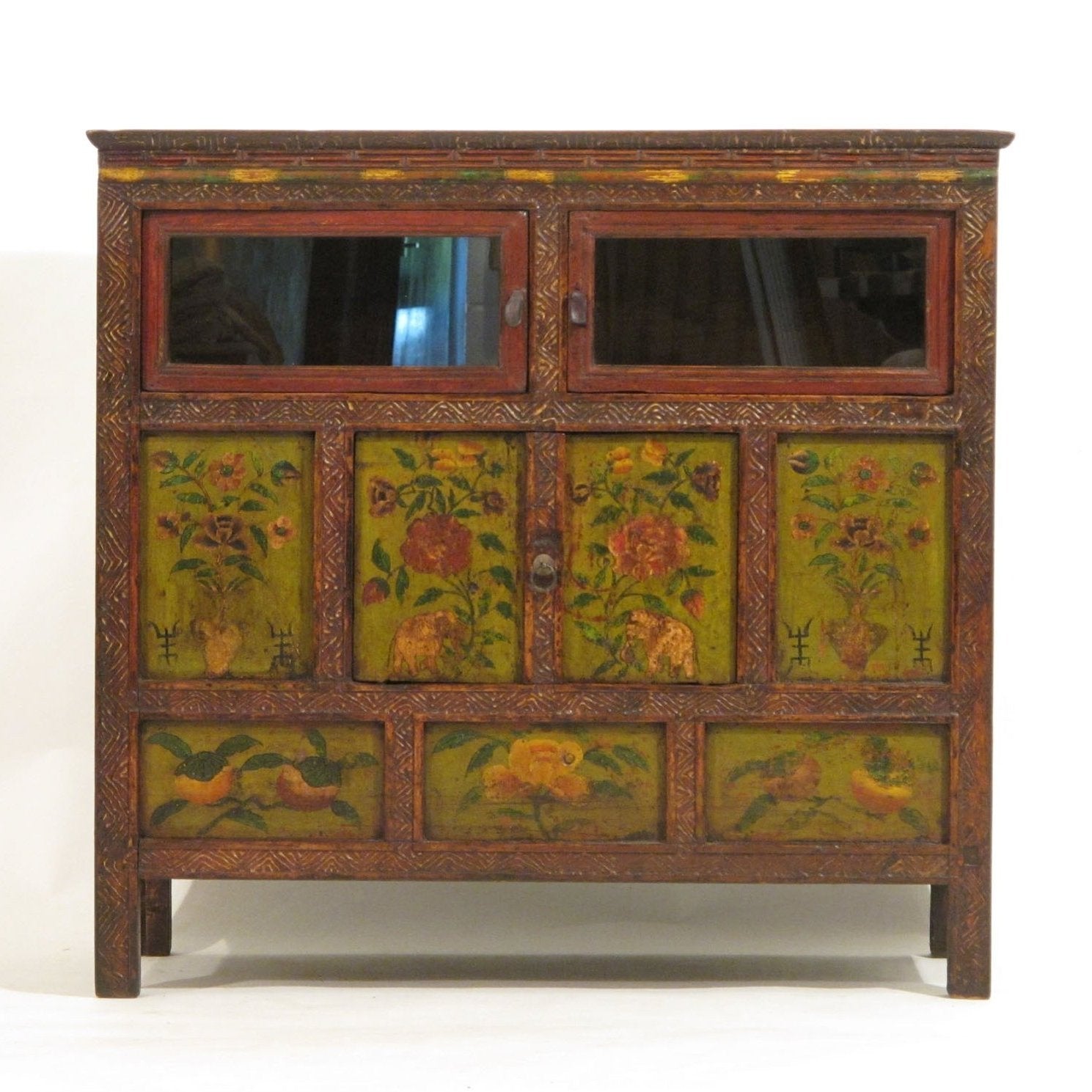 Tibetan Altar Cabinet with Original Painting - 19thC | Indigo Oriental Antiques